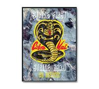 Hippowarehouse Cobra Kai Strike First - Strike Hard- No mercy Printed Poster A4 Wall Art Design Classroom Room Gym Office Décor