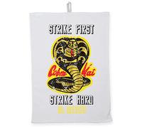 Hippowarehouse Cobra Kai Strike First - Strike Hard- No mercy Tea Towel Eco Printed Dish Cloth Kitchen accessory 50cmx70cm 100% Cotton