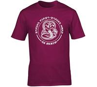 Hippowarehouse Cobra Kai Strike First - Strike Hard Unisex Short Sleeve t-Shirt (Specific Size Guide in Description) Maroon