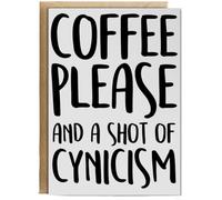 Hippowarehouse Coffee please and a shot of cynicism Personalised Card A6 with envelope for him for her Funny Cards for Men and Women Blank inside option