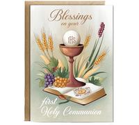 Hippowarehouse Communion Card Blessings on Your First Holy Communion Personalised Card A5 with envelope for him for her Funny Cards for Men and Women Blank inside option