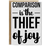 Hippowarehouse Comparison Is The Thief Of Joy Personalised Card A6 with envelope for him for her Funny Cards for Men and Women Blank inside option