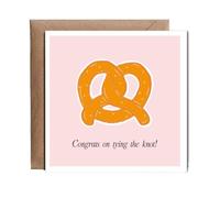 Hippowarehouse Congrats on Tying the Knot Pretzel Pun Personalised Card. 15cm x 15cm with envelope for him for her Funny Cards for Men and Women Blank inside option