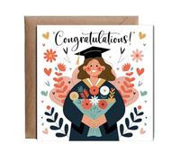 Hippowarehouse Congratulations Young Graduate with Bouquet Personalised Card. 15cm x 15cm with envelope for him for her Funny Cards for Men and Women Blank inside option