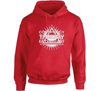 Hippowarehouse Conspiracy Theory Enthusiast Unisex Hoodie Hooded top (Specific Size Guide in Description) Red