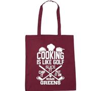 Hippowarehouse Cooking is like Golf, you just slice it, chip it and put it on some greens Tote Shopping Gym Beach Bag 42cm x38cm, 10 litres