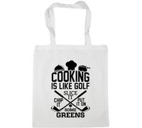 Hippowarehouse Cooking is like Golf, you just slice it, chip it and put it on some greens Tote Shopping Gym Beach Bag 42cm x38cm, 10 litres