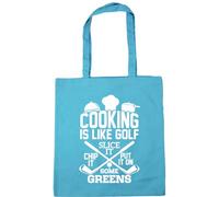 Hippowarehouse Cooking is like Golf, you just slice it, chip it and put it on some greens Tote Shopping Gym Beach Bag 42cm x38cm, 10 litres
