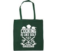 Hippowarehouse Cooking is like Golf, you just slice it, chip it and put it on some greens Tote Shopping Gym Beach Bag 42cm x38cm, 10 litres
