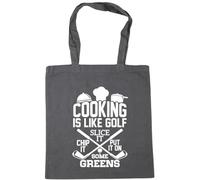 Hippowarehouse Cooking is like Golf, you just slice it, chip it and put it on some greens Tote Shopping Gym Beach Bag 42cm x38cm, 10 litres