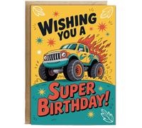 Hippowarehouse Cool Birthday Card for Boys Childrens Monster Truck Personalised Card A5 with envelope for him for her Funny Cards for Men and Women Blank inside option