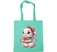 Hippowarehouse Coquette Christmas Bunny for Her with Holiday Gift Tote Shopping Gym Beach Bag 42cm x38cm, 10 litres