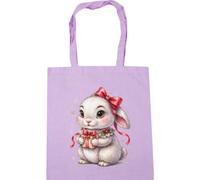 Hippowarehouse Coquette Christmas Bunny for Her with Holiday Gift Tote Shopping Gym Beach Bag 42cm x38cm, 10 litres