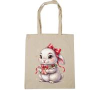Hippowarehouse Coquette Christmas Bunny for Her with Holiday Gift Tote Shopping Gym Beach Bag 42cm x38cm, 10 litres