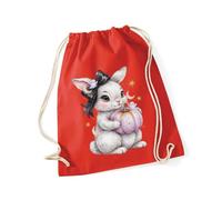 Hippowarehouse Coquette Spooky Cute Halloween Bunny with Little Ghosts Drawstring Cotton School Gym Bag 37cm x 46cm, 12 litres
