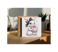 Hippowarehouse Coquette Spooky Cute Halloween Bunny with Little Ghosts Personalised Card. 15cm x 15cm with envelope for him for her Funny Cards for Men and Women Blank inside option
