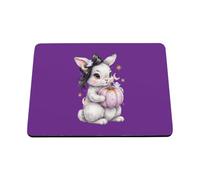 Hippowarehouse Coquette Spooky Cute Halloween Bunny with Little Ghosts printed mouse mat pad accessory black rubber base 240mm x 190mm x 60mm