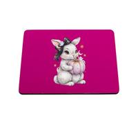 Hippowarehouse Coquette Spooky Cute Halloween Bunny with Little Ghosts printed mouse mat pad accessory black rubber base 240mm x 190mm x 60mm