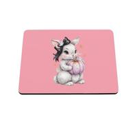 Hippowarehouse Coquette Spooky Cute Halloween Bunny with Little Ghosts printed mouse mat pad accessory black rubber base 240mm x 190mm x 60mm
