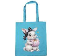 Hippowarehouse Coquette Spooky Cute Halloween Bunny with Little Ghosts Tote Shopping Gym Beach Bag 42cm x38cm, 10 litres
