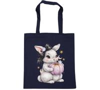 Hippowarehouse Coquette Spooky Cute Halloween Bunny with Little Ghosts Tote Shopping Gym Beach Bag 42cm x38cm, 10 litres