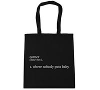 Hippowarehouse Corner 1. Where Nobody Puts Baby Tote Shopping Gym Beach Bag 42cm x38cm, 10 litres