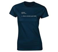 Hippowarehouse Corner 1. Where Nobody Puts Baby Womens Fitted Short Sleeve t-Shirt (Specific Size Guide in Description) Navy