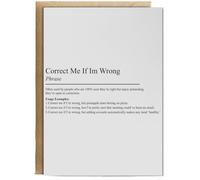 Hippowarehouse Correct Me If I'm Wrong Definition Personalised Card A5 with envelope for him for her Funny Cards for Men and Women Blank inside option