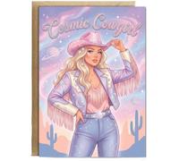 Hippowarehouse Cosmic Cowgirl Personalised Card A6 with envelope for him for her Funny Cards for Men and Women Blank inside option