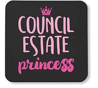 Hippowarehouse Council estate princess printed coaster gloss finish durable backing 9cm x 9cm 2 pack