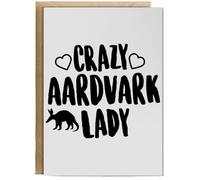 Hippowarehouse Crazy aardvark lady Personalised Card A6 with envelope for him for her Funny Cards for Men and Women Blank inside option