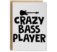 Hippowarehouse Crazy Bass Player Birthday Card A5 Personalised with envelope for him for her Funny Cards for Men and Women Blank inside option
