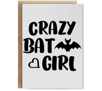 Hippowarehouse Crazy bat girl Birthday Card A5 Personalised with envelope for him for her Funny Cards for Men and Women Blank inside option