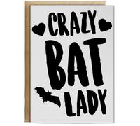 Hippowarehouse Crazy bat lady Birthday Card A5 Personalised with envelope for him for her Funny Cards for Men and Women Blank inside option