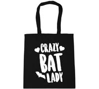 Hippowarehouse Crazy bat lady Tote Shopping Gym Beach Bag 42cm x38cm, 10 litres