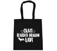 Hippowarehouse Crazy bearded dragon lady Tote Shopping Gym Beach Bag 42cm x38cm, 10 litres