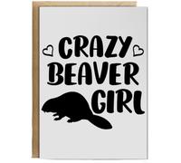 Hippowarehouse Crazy beaver girl Birthday Card A5 Personalised with envelope for him for her Funny Cards for Men and Women Blank inside option
