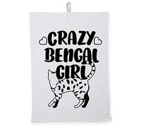Hippowarehouse Crazy bengal girl cat Tea Towel Eco Printed Dish Cloth Kitchen accessory 50cmx70cm 100% Cotton