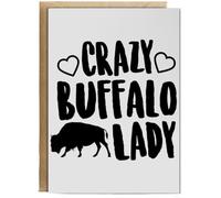 Hippowarehouse Crazy buffalo lady kids Birthday Card A5 Personalised with envelope for him for her Funny Cards for Men and Women Blank inside option