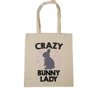 Hippowarehouse Crazy bunny lady rabbit Tote Shopping Gym Beach Bag 42cm x38cm, 10 litres