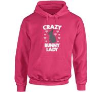 Hippowarehouse Crazy bunny lady rabbit unisex Hoodie hooded top Fuchsia Pink