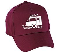 Hippowarehouse Crazy Caravan Lady Baseball Cap hat Premium Printed 5 Panel OneSize Adults Burgundy