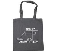 Hippowarehouse Crazy caravan lady Tote Shopping Gym Beach Bag 42cm x38cm, 10 litres