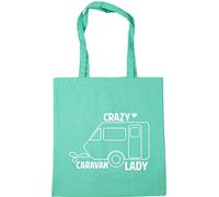 Hippowarehouse Crazy caravan lady Tote Shopping Gym Beach Bag 42cm x38cm, 10 litres