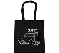 Hippowarehouse Crazy caravan lady Tote Shopping Gym Beach Bag 42cm x38cm, 10 litres