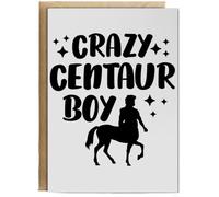 Hippowarehouse Crazy centaur boy Personalised Card A6 with envelope for him for her Funny Cards for Men and Women Blank inside option