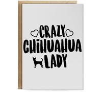 Hippowarehouse Crazy chihuahua lady dog Birthday Card A5 Personalised with envelope for him for her Funny Cards for Men and Women Blank inside option