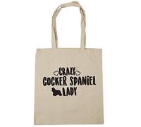 Hippowarehouse Crazy cocker spaniel lady dog Tote Shopping Gym Beach Bag 42cm x38cm, 10 litres
