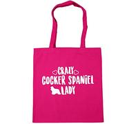 Hippowarehouse Crazy cocker spaniel lady dog Tote Shopping Gym Beach Bag 42cm x38cm, 10 litres