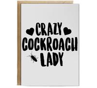 Hippowarehouse Crazy cockroach lady Birthday Card A5 Personalised with envelope for him for her Funny Cards for Men and Women Blank inside option